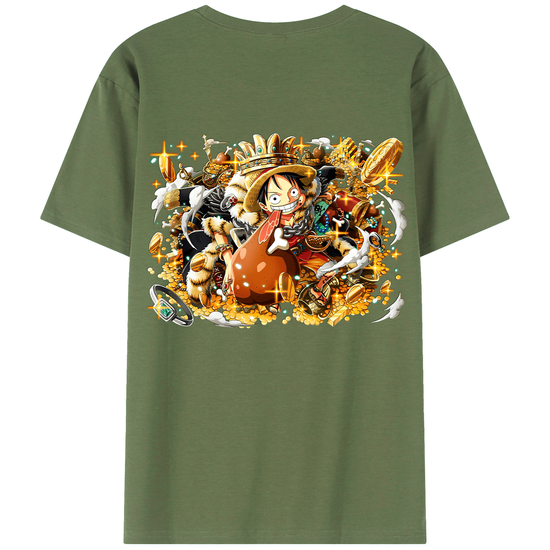 ワンピース モンキー・D・ルフィ ONE PIECE Monkey D. Luffy 綿100％ メンズ半袖Tシャツ（バックプリント） 通気性